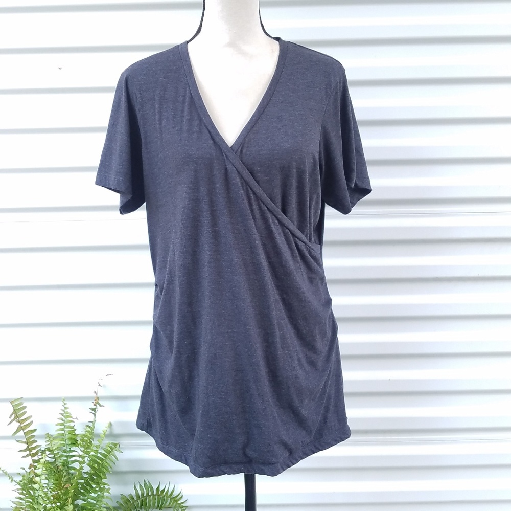 ❤Aventura faux wrap gray top
